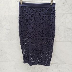 re:named Navy Mid Length Cutout Skirt Size S